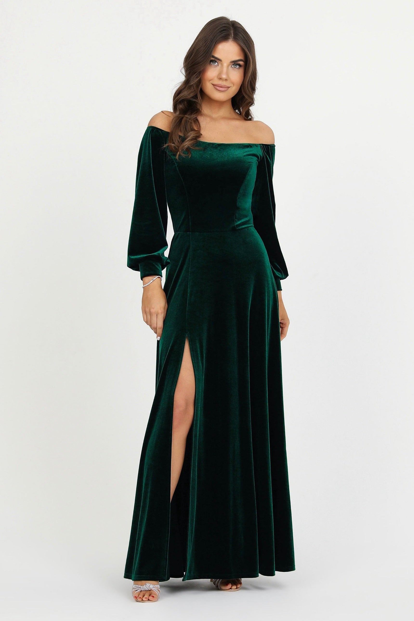 Dark Green Velvet Dress - Bridesmaid Dress - Formal Evening Gown  Dsir  Couture