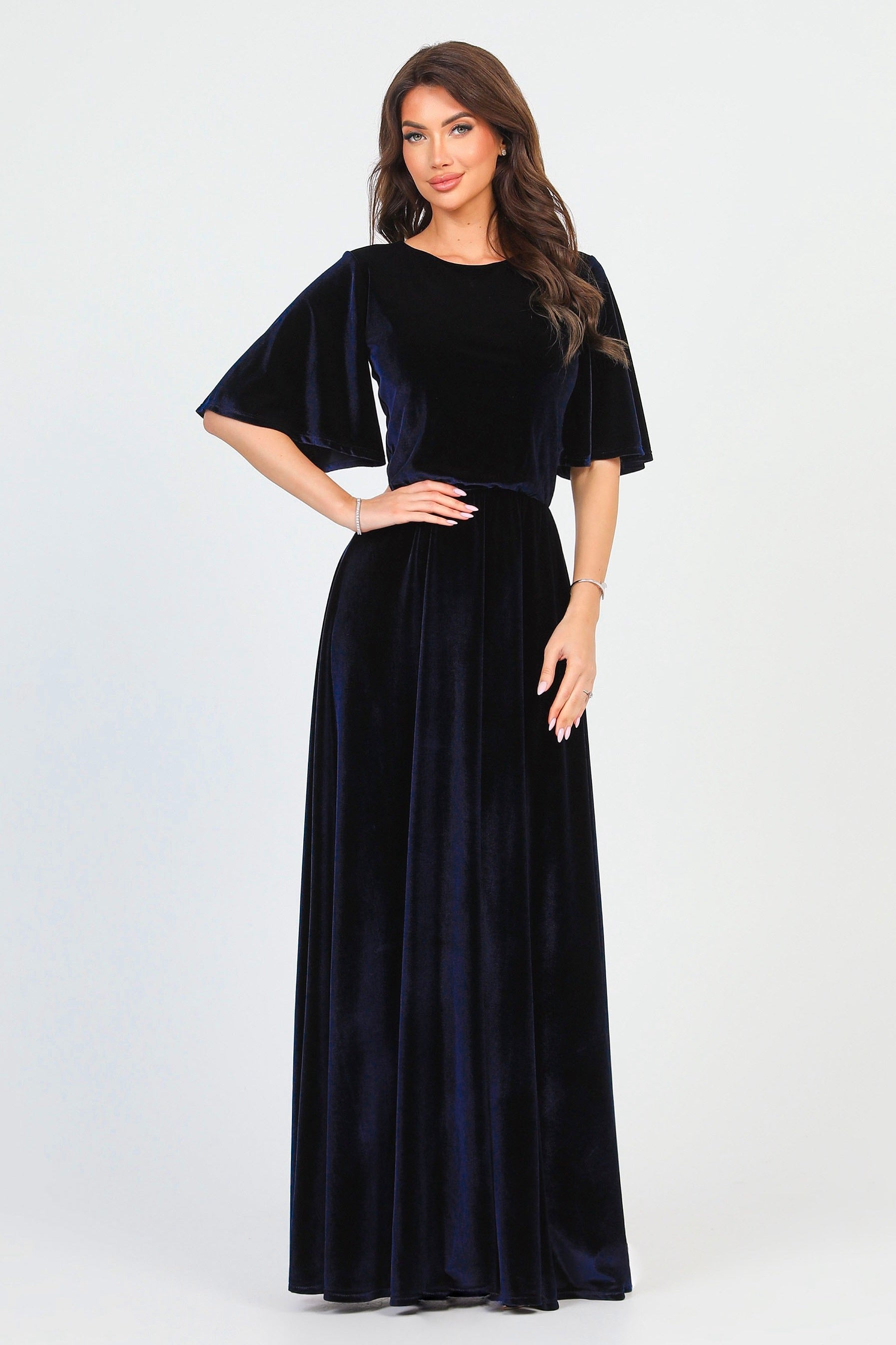 Navy Blue Velvet Dress - Bridesmaid Dress