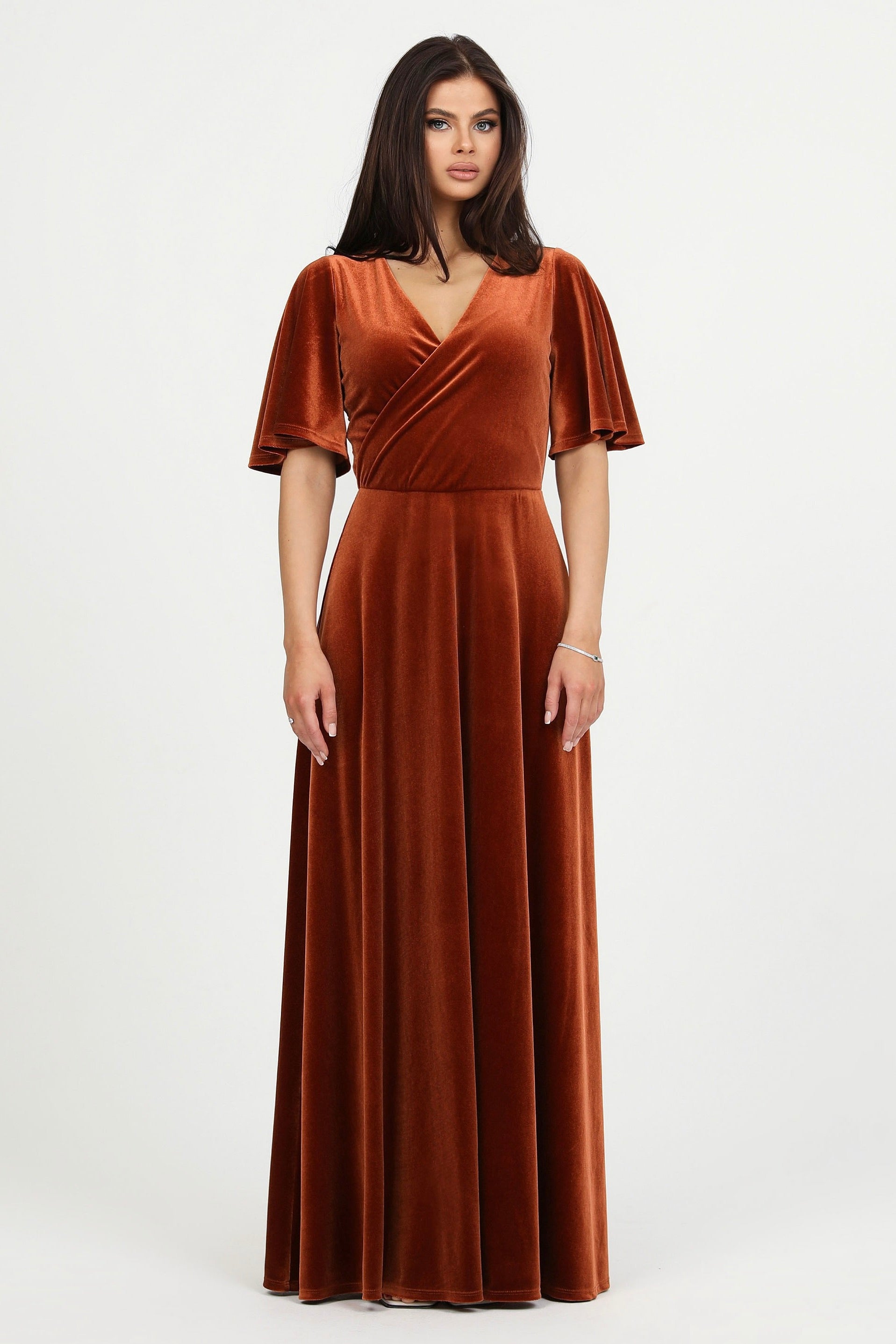 Rusty Orange Velvet Dress - Bridesmaid Dress