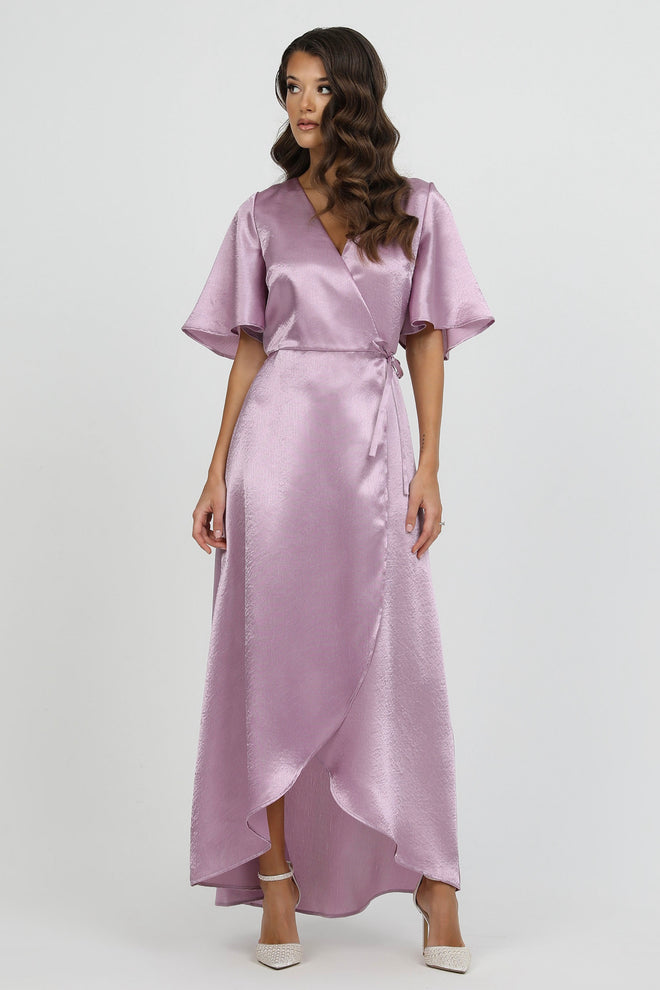 Crepe Back satin dress, Satin Dress, Wrap Dress, satin evening dress, bridesmaid dress satin, Long satin dress, lilac dress, Dress, Bridesmaid Dress, Formal Dress, Wedding Guest Dress, Evening Gown, gown, custom satin dress, evening dress, maxi dress