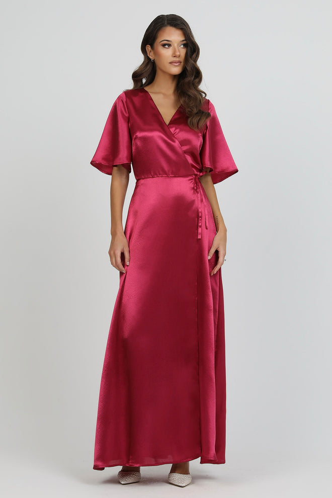 Satin Dress, crepe back satin dress, Wrap Dress, satin evening dress, bridesmaid dress satin, Long satin dress, Burgundy Dress, Bridesmaid Dress, Formal Dress, Wedding Guest Dress, Evening Gown, prom dress, gown, evening dress, maxi dress