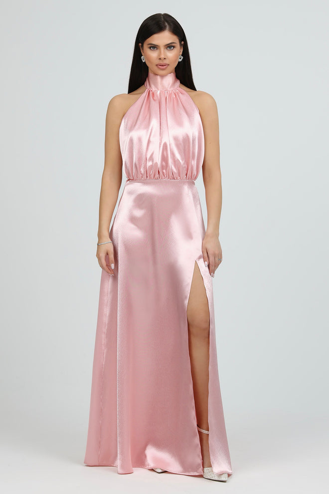 Halter Dress, Blush Pink Bridesmaid Dress, Formal bridesmaid dress, Crepe Back satin dress, Satin Dress, Backless Dress, Sleeveless Dress, satin evening dress, bridesmaid dress satin, Long satin dress, Bridesmaid Dress, Formal Dress, Wedding Guest Dress, custom satin dress, maxi dress
