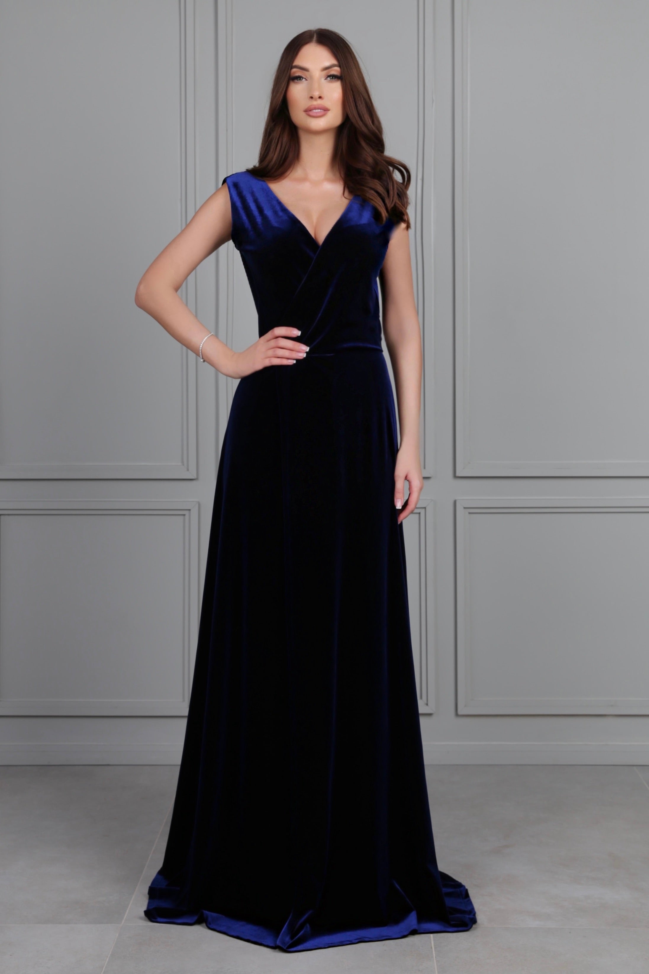 Navy Blue Velvet Dress - Bridesmaid Dress - Formal Evening Gown Dsir Couture Navy Blue Velvet Dress - Bridesmaid Dress - Formal Evening Gown Dsir Couture