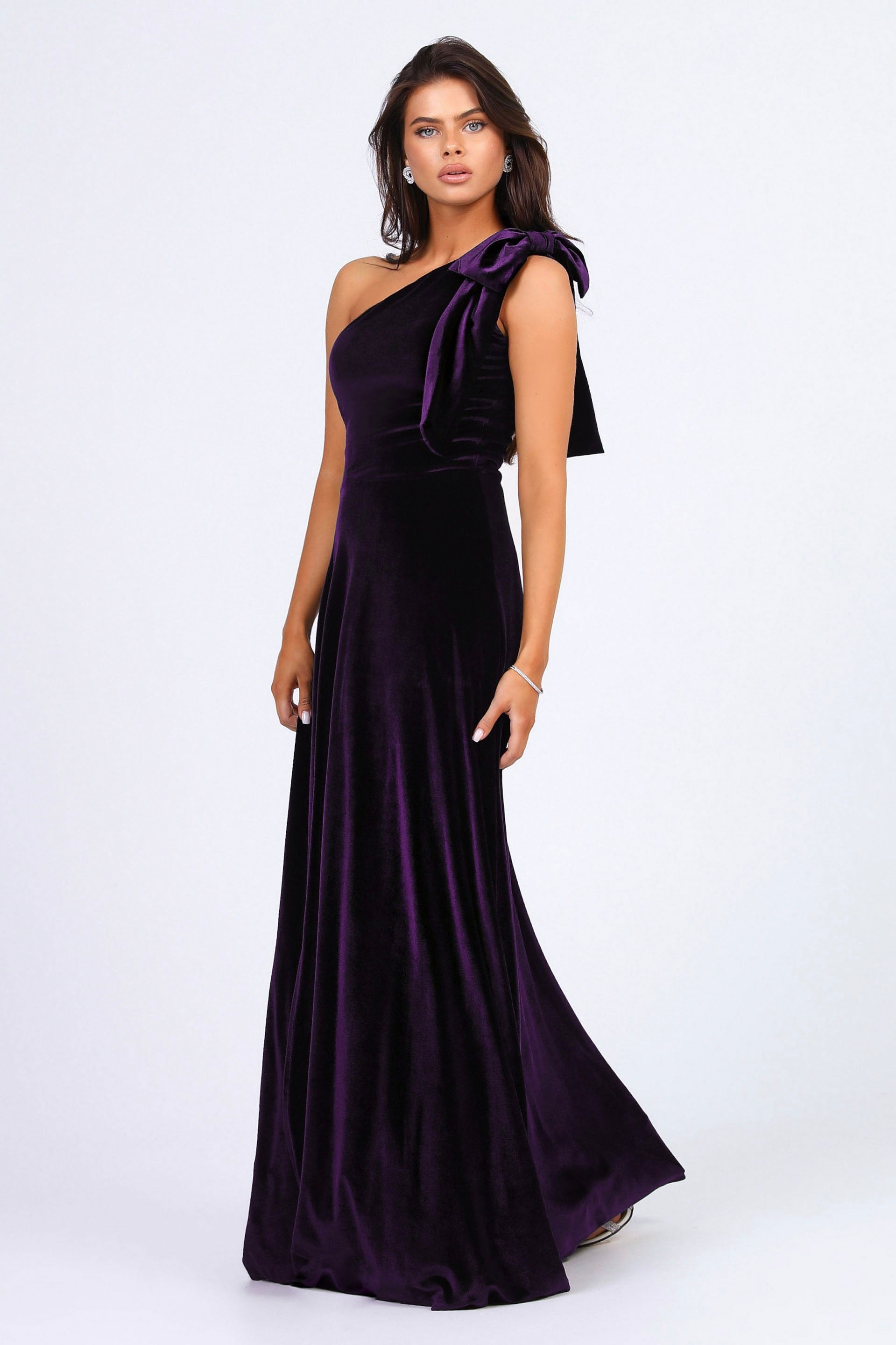 Plum Velvet One Shoulder Dress - Bridesmaid Dress - Evening Gown Dsir Couture Plum Velvet One Shoulder Dress - Bridesmaid Dress - Evening Gown Dsir Couture