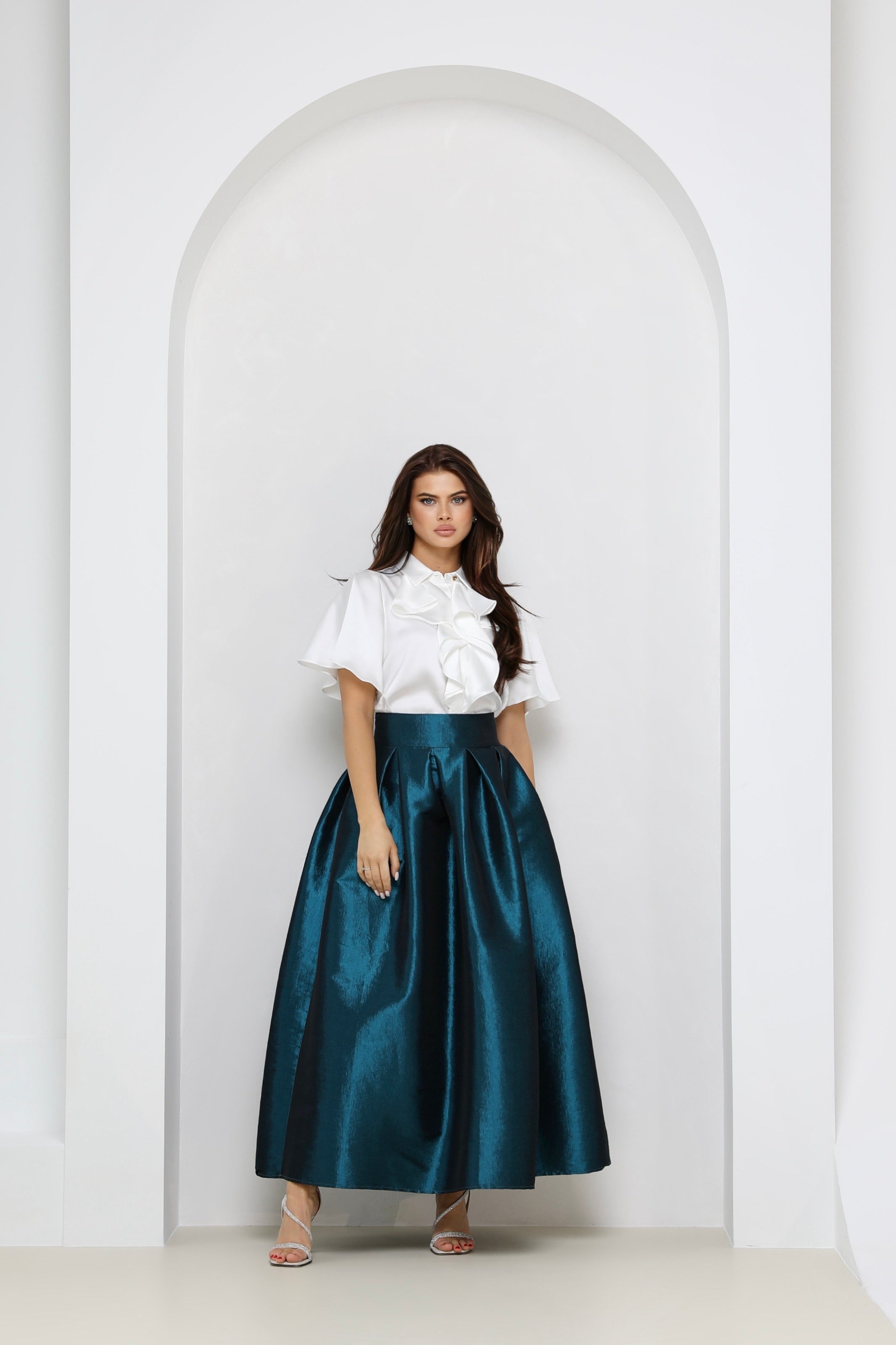 Teal Taffeta Skirt - Women Skirts - Taffeta Skirts – Désir Couture