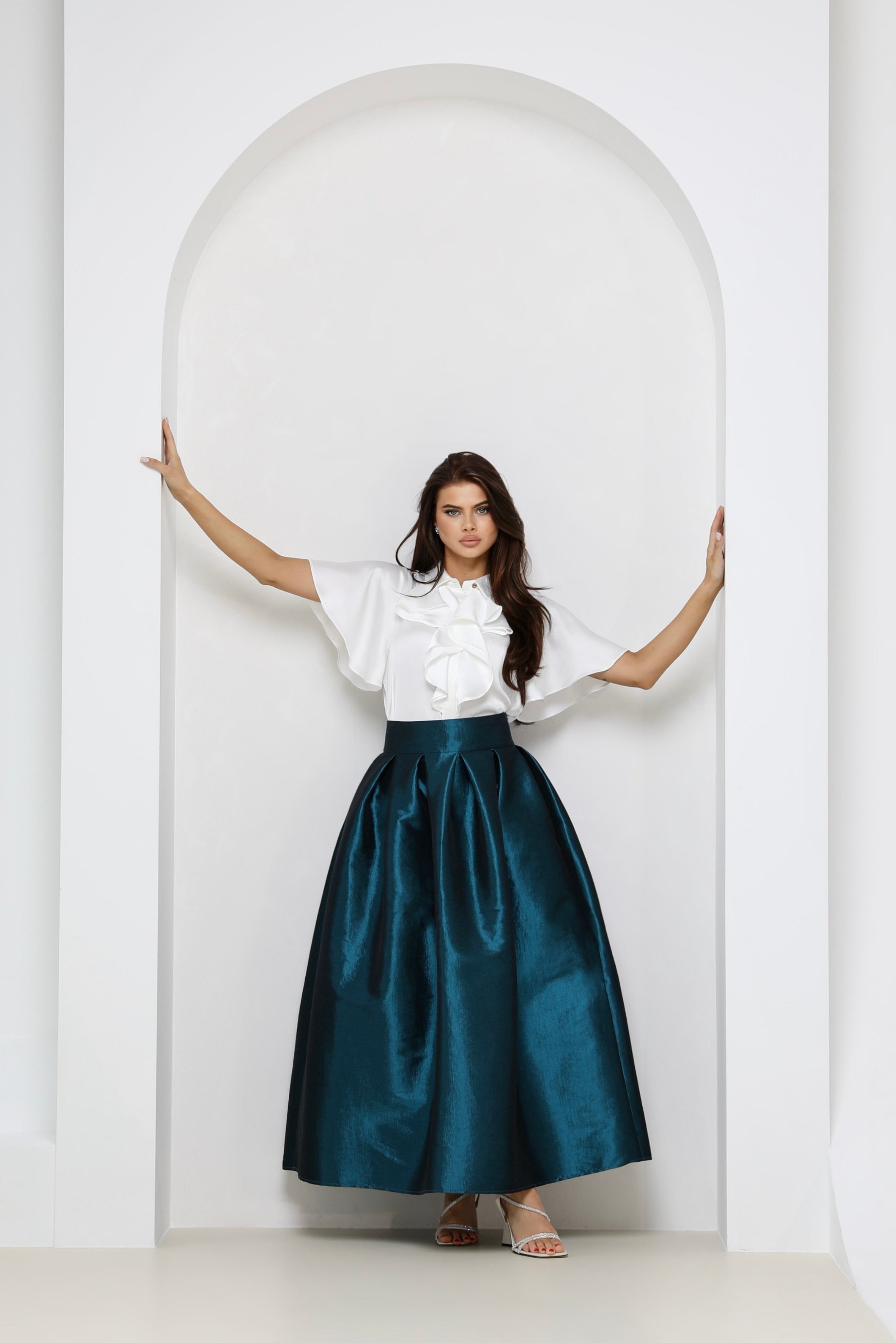 Teal Taffeta Skirt - Women Skirts - Taffeta Skirts – Désir Couture