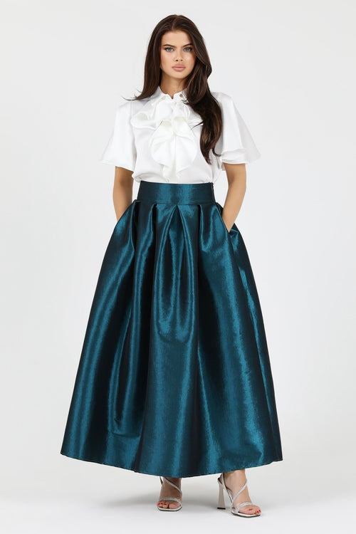 skirt, women skirt, formal skirt, taffeta skirt, ball skirt, skirt with pockets, classic skirt, long skirt, maxi skirt, teal skirt