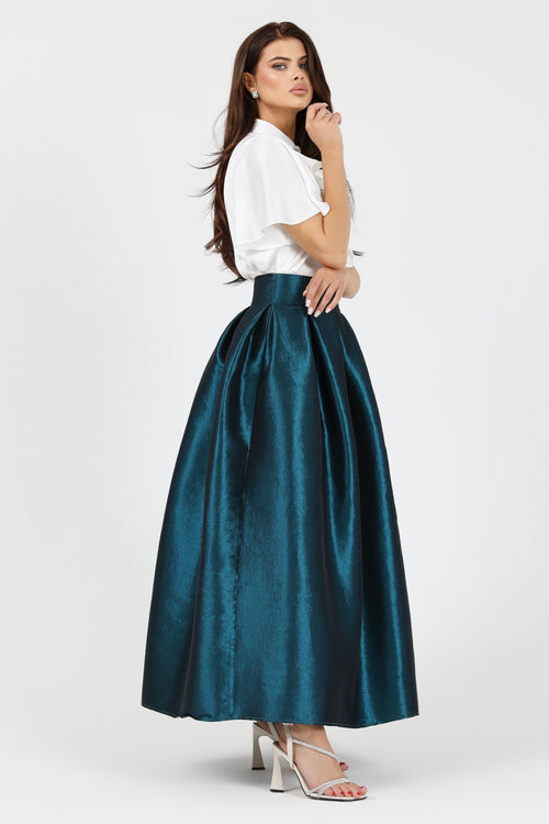 skirt, women skirt, formal skirt, taffeta skirt, ball skirt, skirt with pockets, classic skirt, long skirt, maxi skirt, teal skirt