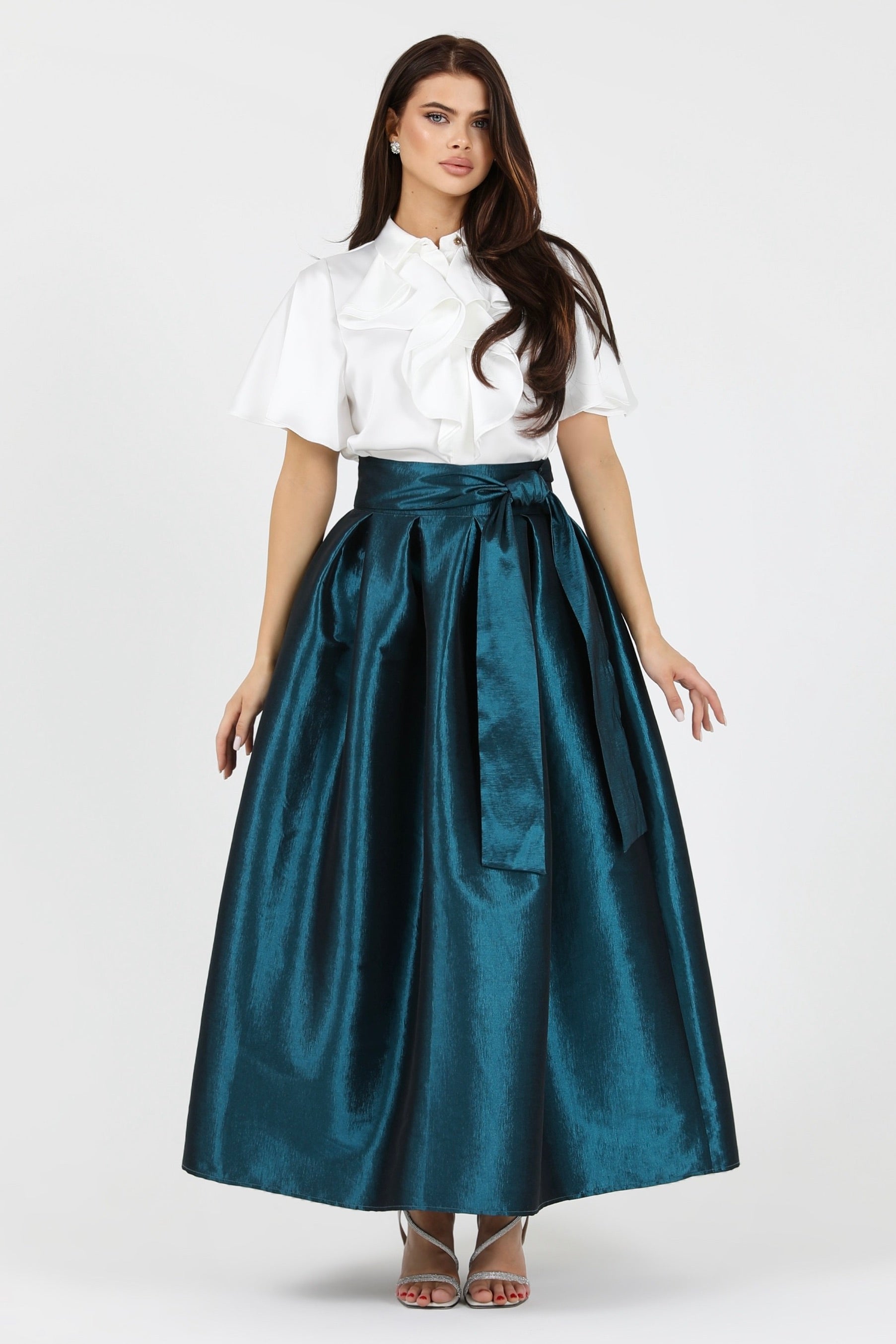 【人気完売品】Louren design taffeta skirt Teal Taffeta Skirt - Women Skirts - Taffeta Skirts – Désir Couture