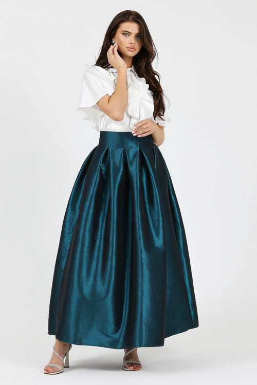 skirt, women skirt, formal skirt, taffeta skirt, ball skirt, skirt with pockets, classic skirt, long skirt, maxi skirt, teal skirt