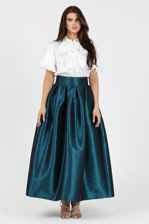 skirt, women skirt, formal skirt, taffeta skirt, ball skirt, skirt with pockets, classic skirt, long skirt, maxi skirt, teal skirt