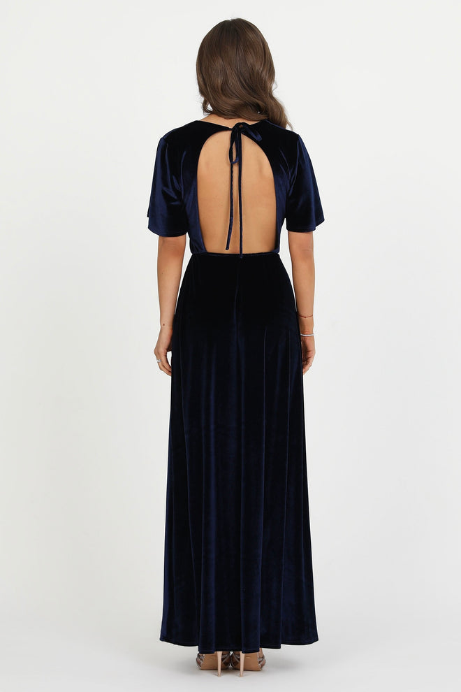 bridesmaid dress, velvet dress, wedding guest dress, gorgeous dress, wedding dress, mother of the bride dress, evening dress, gown dress, maxi dress, reception dress, elegant dress, formal dress, winter dress, fall bridesmaid, custom bridesmaid dress, navy blue dress, short sleeve dress, v neck dress, backless dress