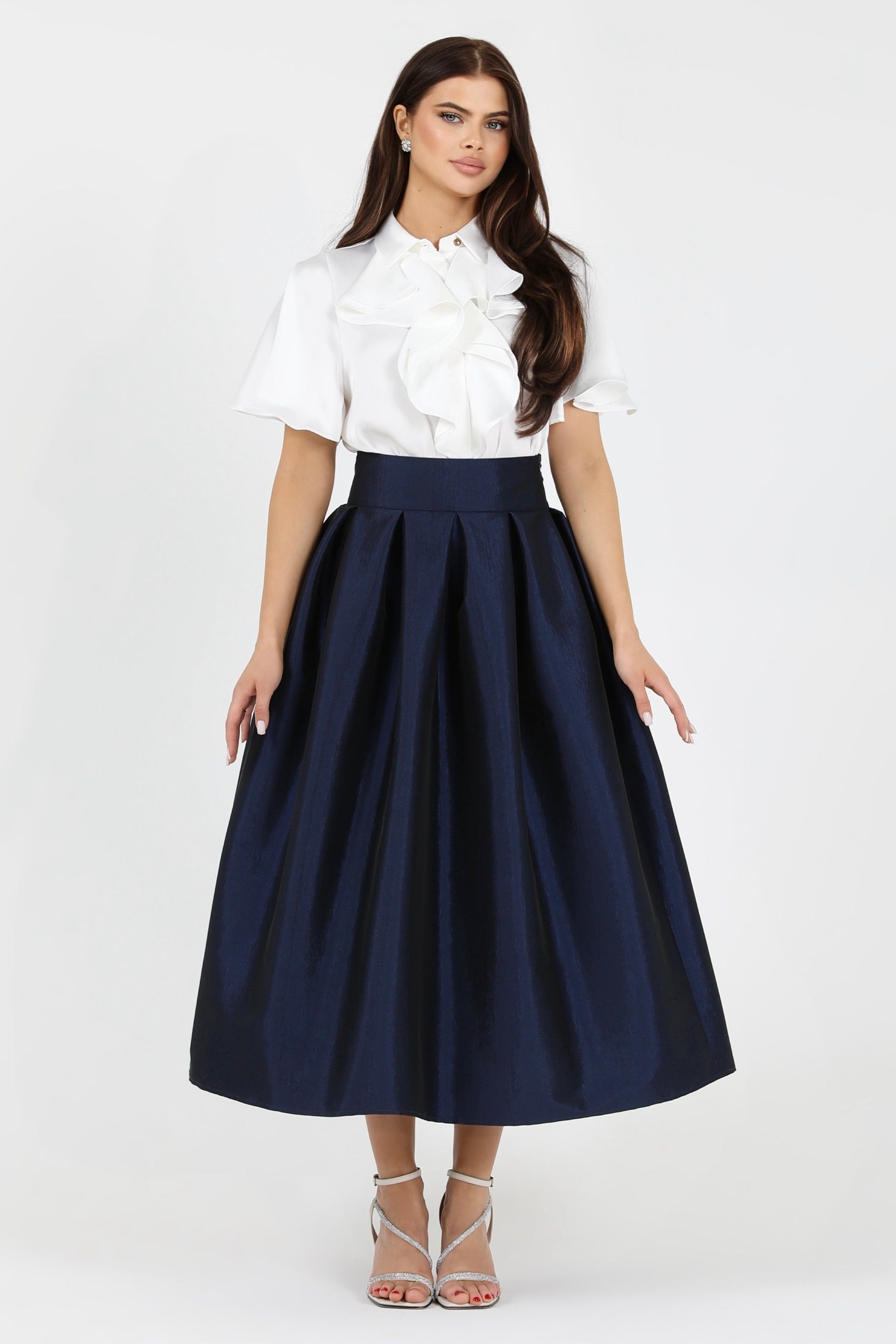 Navy Taffeta Skirt - Women Skirts - Taffeta Skirts – Désir Couture