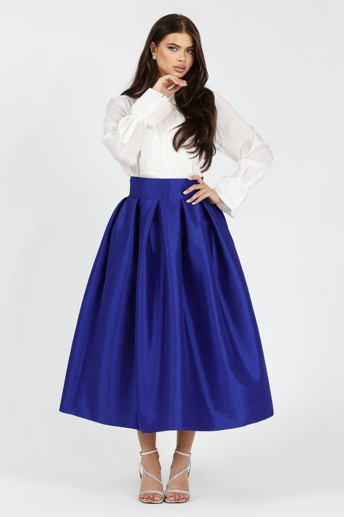 skirt, women skirt, formal skirt, taffeta skirt, ball skirt, skirt with pockets, classic skirt, royal blue skirt