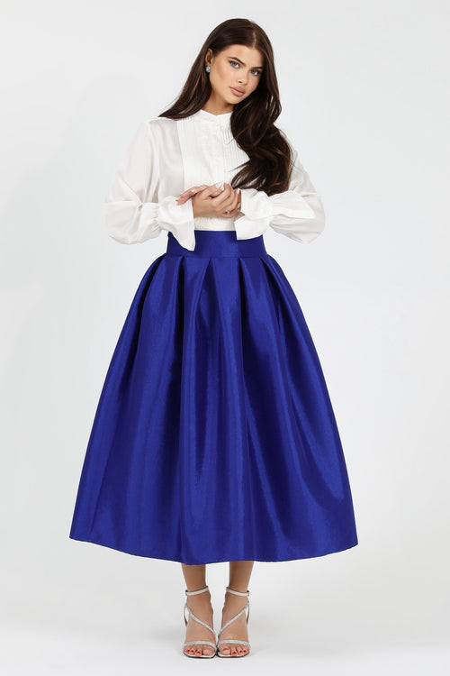 skirt, women skirt, formal skirt, taffeta skirt, ball skirt, skirt with pockets, classic skirt, royal blue skirt