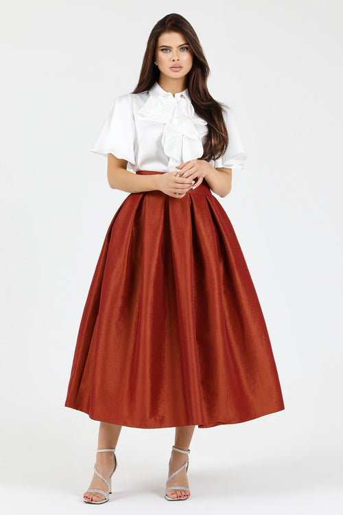 skirt, women skirt, formal skirt, taffeta skirt, ball skirt, skirt with pockets, classic skirt, rusty orange skirt