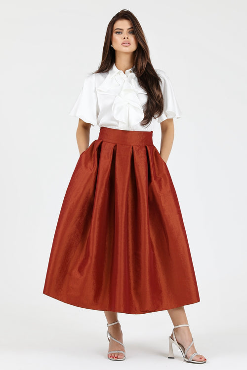 skirt, women skirt, formal skirt, taffeta skirt, ball skirt, skirt with pockets, classic skirt, rusty orange skirt