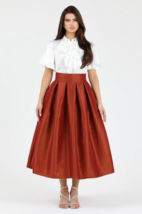 skirt, women skirt, formal skirt, taffeta skirt, ball skirt, skirt with pockets, classic skirt, rusty orange skirt