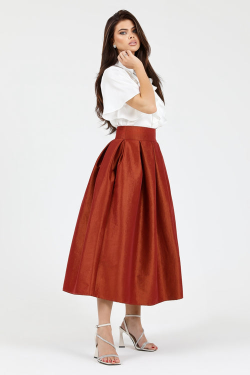 skirt, women skirt, formal skirt, taffeta skirt, ball skirt, skirt with pockets, classic skirt, rusty orange skirt