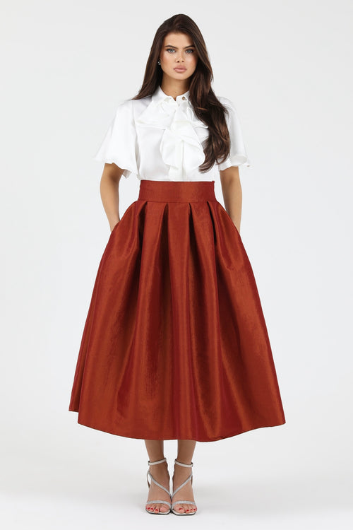 skirt, women skirt, formal skirt, taffeta skirt, ball skirt, skirt with pockets, classic skirt, rusty orange skirt