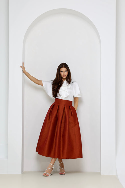 skirt, women skirt, formal skirt, taffeta skirt, ball skirt, skirt with pockets, classic skirt, rusty orange skirt