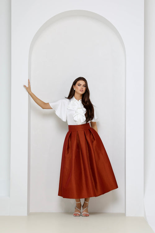 skirt, women skirt, formal skirt, taffeta skirt, ball skirt, skirt with pockets, classic skirt, rusty orange skirt