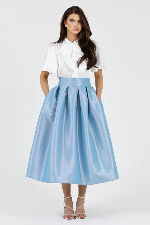 Light Blue Taffeta Skirt - Women Skirts