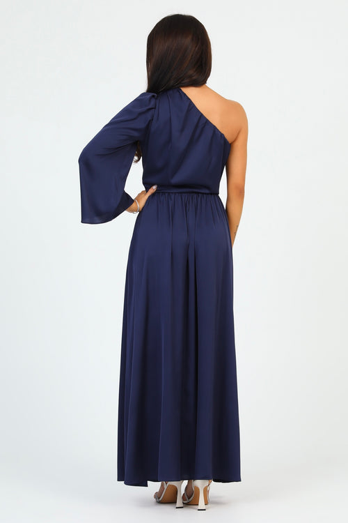 navy silk wrap dress Elegant Mid-Sleeve Wrap Dress