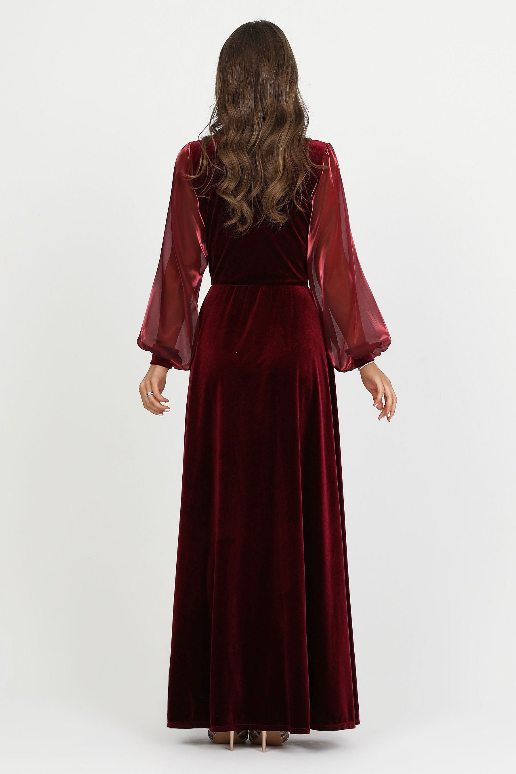 burgundy velvet bridesmaid dresses BABARONI Red Strapless Sweep Train Sleeveless with Slit Ruched Pleated Mermaid, Red / US18 Online orders. Mermaid Long Sleeves Burgundy Velvet