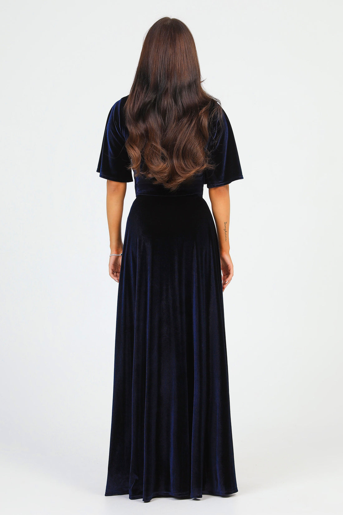 18303 Navy Blue Shimmer Velvet Dress