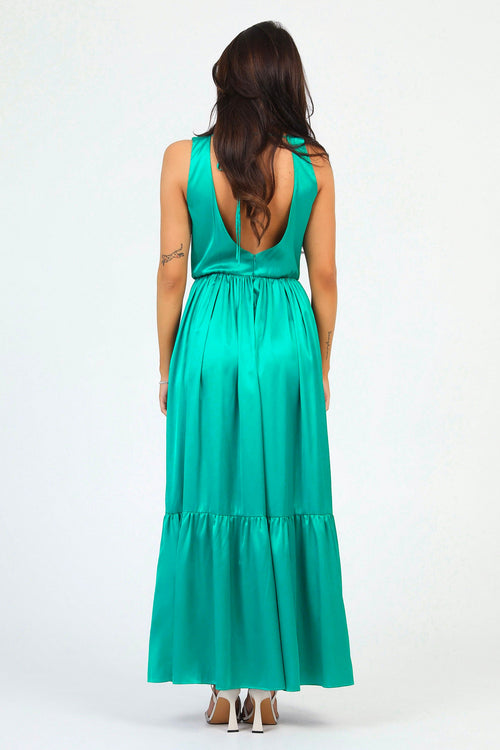 S Size Teal Green Silk Satin Dress Wrap V Neckline (Ready to Ship)