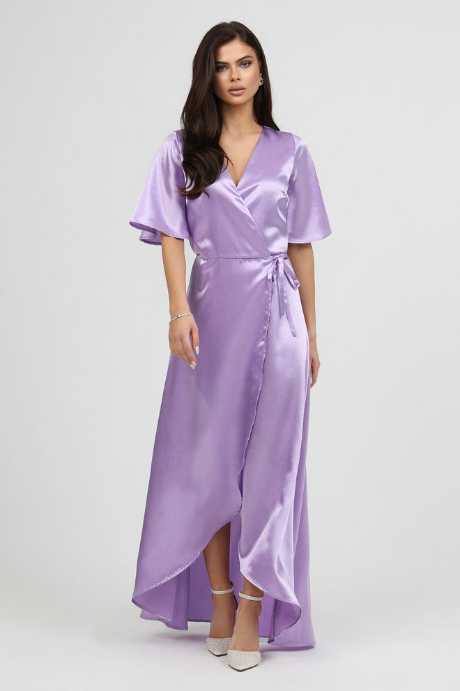 Crepe Back satin dress, Satin Dress, Wrap Dress, satin evening dress, bridesmaid dress satin, Long satin dress, lilac dress, Dress, Bridesmaid Dress, Formal Dress, Wedding Guest Dress, Evening Gown, gown, custom satin dress, evening dress, maxi dress