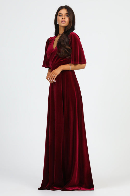 Burgundy Velvet Dress - Bridesmaid Dress - Formal Evening Gown Dsir Couture Burgundy Velvet Dress - Bridesmaid Dress - Formal Evening Gown Dsir Couture