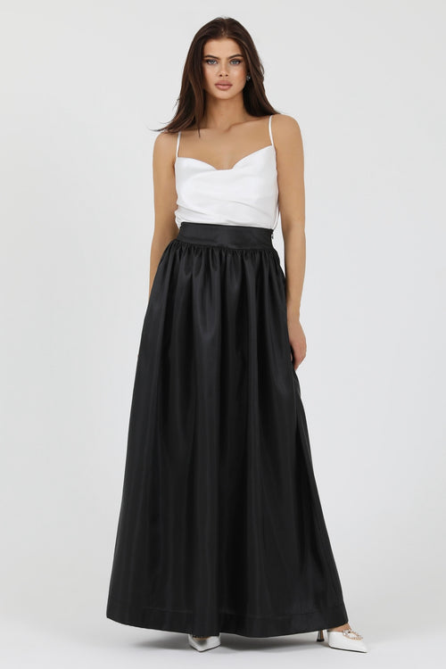 dress skirts for women Black Taffeta Full Circle Skirt - Women Skirts