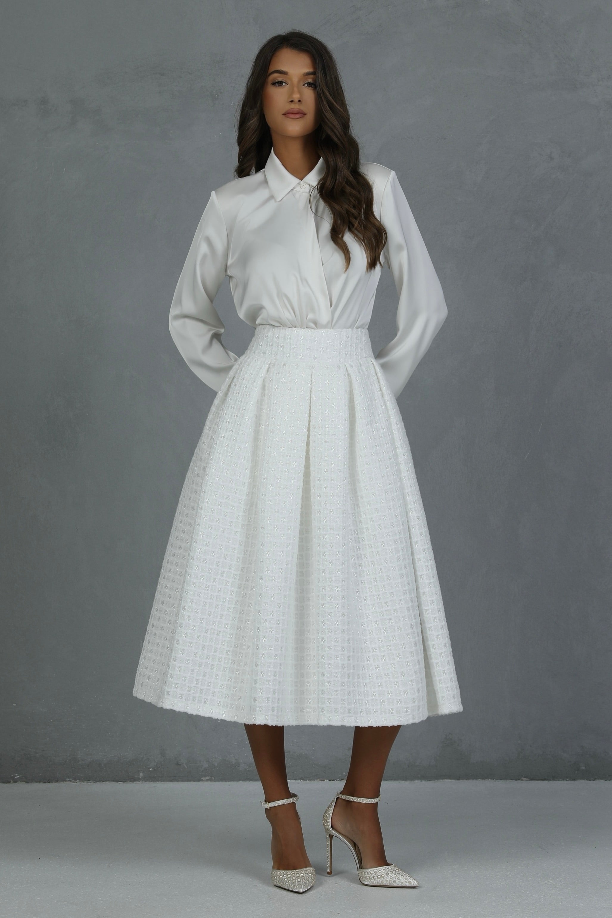 Light Blue Taffeta Skirt - Women Skirts - Taffeta Skirts – Désir
