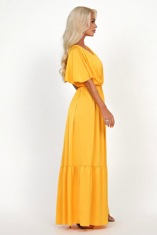 S Size Yellow Silk Satin Dress Wrap V Neckline (Ready to Ship)