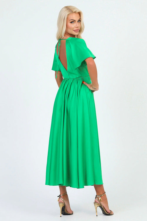 S Size Green Silk Satin Dress Wrap V Neckline (Ready to Ship)