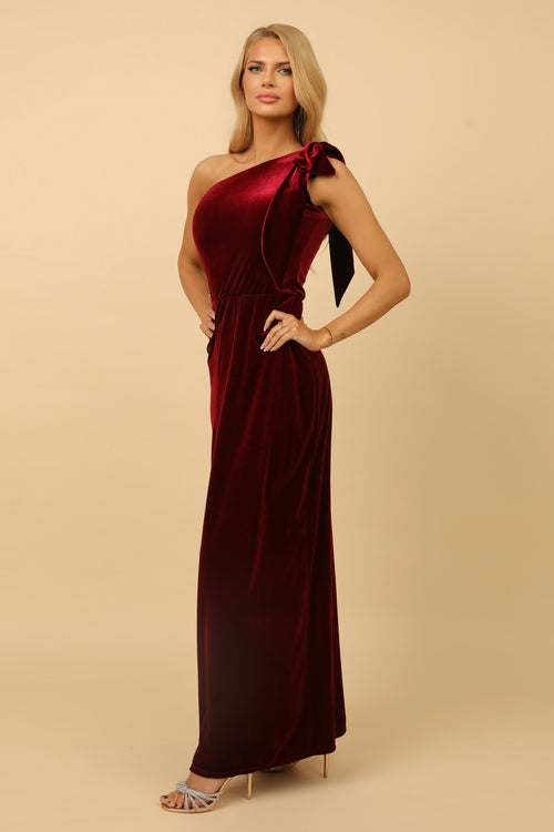 Burgundy Velvet One Shoulder Dress - Bridesmaid Dress - Gown Dsir Couture Burgundy Velvet One Shoulder Dress - Bridesmaid Dress - Gown Dsir Couture