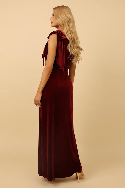 Burgundy Velvet One Shoulder Dress - Bridesmaid Dress - Gown Dsir Couture Burgundy Velvet One Shoulder Dress - Bridesmaid Dress - Gown Dsir Couture