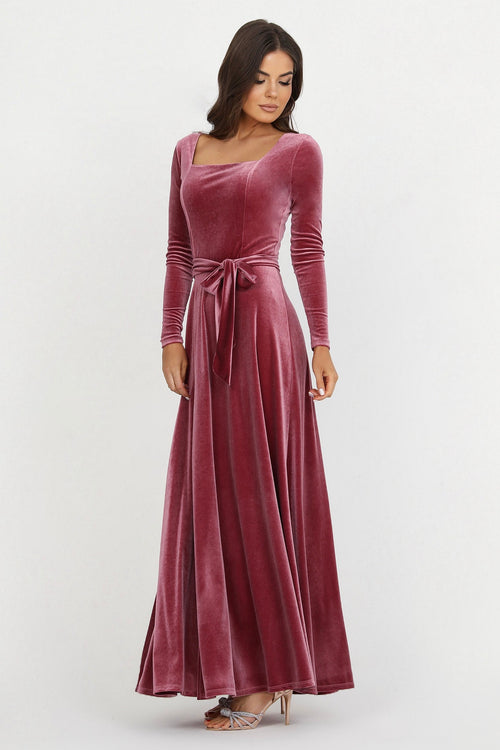 bridesmaid dress, velvet dress, wedding guest dress, gorgeous dress, wedding dress, mother of the bride dress, evening dress, gown dress, maxi dress, reception dress, elegant dress, formal dress, winter dress, fall bridesmaid, custom bridesmaid dress, chianti dress, pink dress, long sleeve dress, square neck dress, slit dress