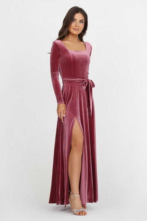 bridesmaid dress, velvet dress, wedding guest dress, gorgeous dress, wedding dress, mother of the bride dress, evening dress, gown dress, maxi dress, reception dress, elegant dress, formal dress, winter dress, fall bridesmaid, custom bridesmaid dress, chianti dress, pink dress, long sleeve dress, square neck dress, slit dress