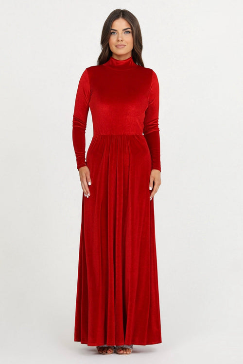 bridesmaid dress, velvet dress, wedding guest dress, gorgeous dress, wedding dress, mother of the bride dress, evening dress, gown dress, maxi dress, reception dress, elegant dress, formal dress, winter dress, fall bridesmaid, custom bridesmaid dress, red dress, long sleeve dress, backless dress, mock neck dress, high neck dress