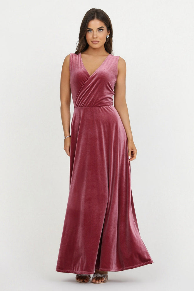 bridesmaid dress, velvet dress, wedding guest dress, gorgeous dress, wedding dress, mother of the bride dress, evening dress, gown dress, maxi dress, reception dress, elegant dress, formal dress, winter dress, fall bridesmaid, custom bridesmaid dress, chianti dress, pink dress, sleeveless dress, wrap v neck dress