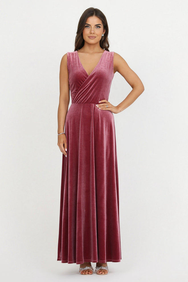 bridesmaid dress, velvet dress, wedding guest dress, gorgeous dress, wedding dress, mother of the bride dress, evening dress, gown dress, maxi dress, reception dress, elegant dress, formal dress, winter dress, fall bridesmaid, custom bridesmaid dress, chianti dress, pink dress, sleeveless dress, wrap v neck dress