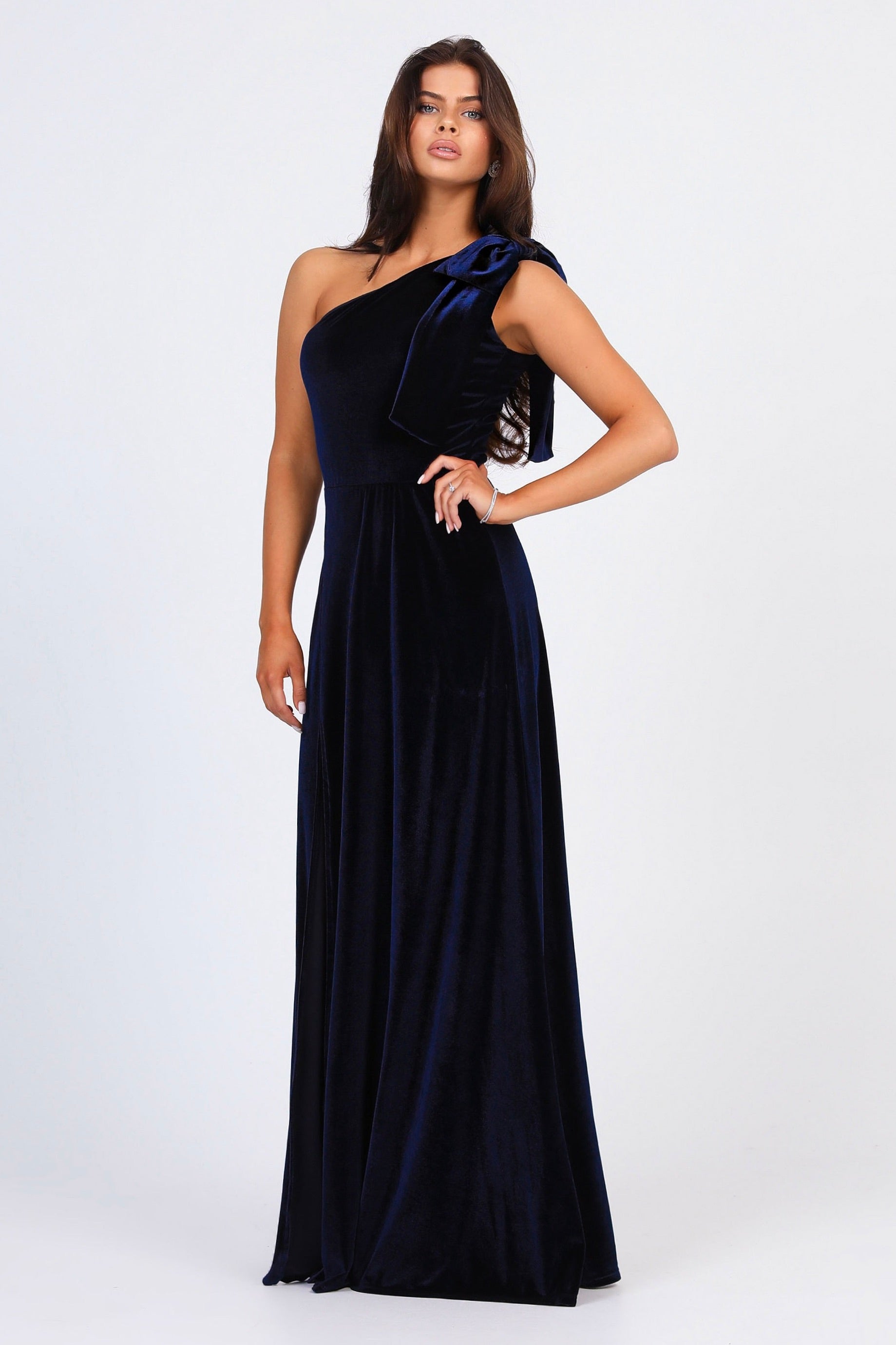 V-neck Long Sleeves Black Velvet Prom Dresses, Side Slit Prom Dresses, –  ClaireBridal
