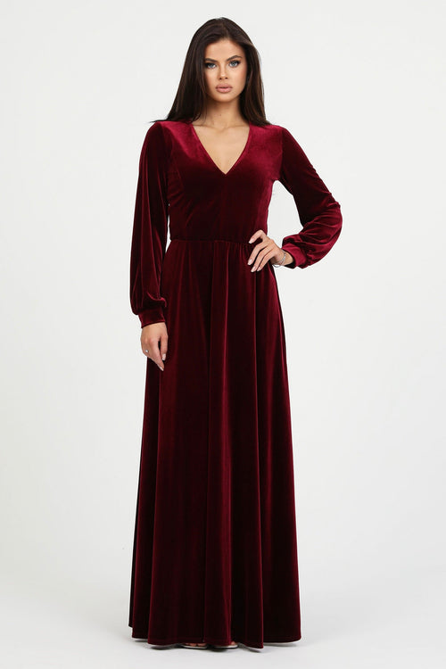 bridesmaid dress, velvet dress, wedding guest dress, gorgeous dress, wedding dress, mother of the bride dress, evening dress, gown dress, maxi dress, reception dress, elegant dress, formal dress, winter dress, fall bridesmaid, custom bridesmaid dress, burgundy dress, long sleeve dress, bishop sleeve dress, v neck dress, slit dress