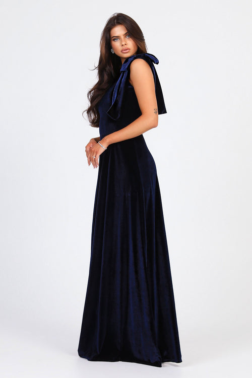 Navy Blue Dress - Velvet One Shoulder Dress - Bridesmaid Dress Dsir Couture Navy Blue Dress - Velvet One Shoulder Dress - Bridesmaid Dress Dsir Couture