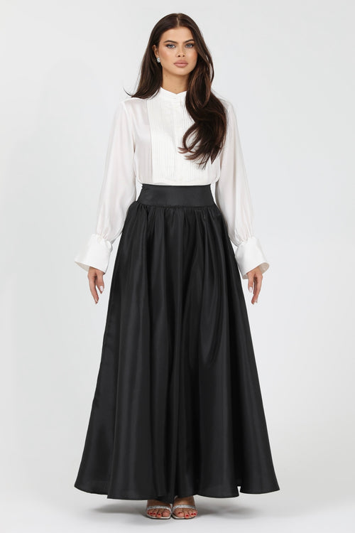 Black Taffeta Full Circle Skirt - Main Image