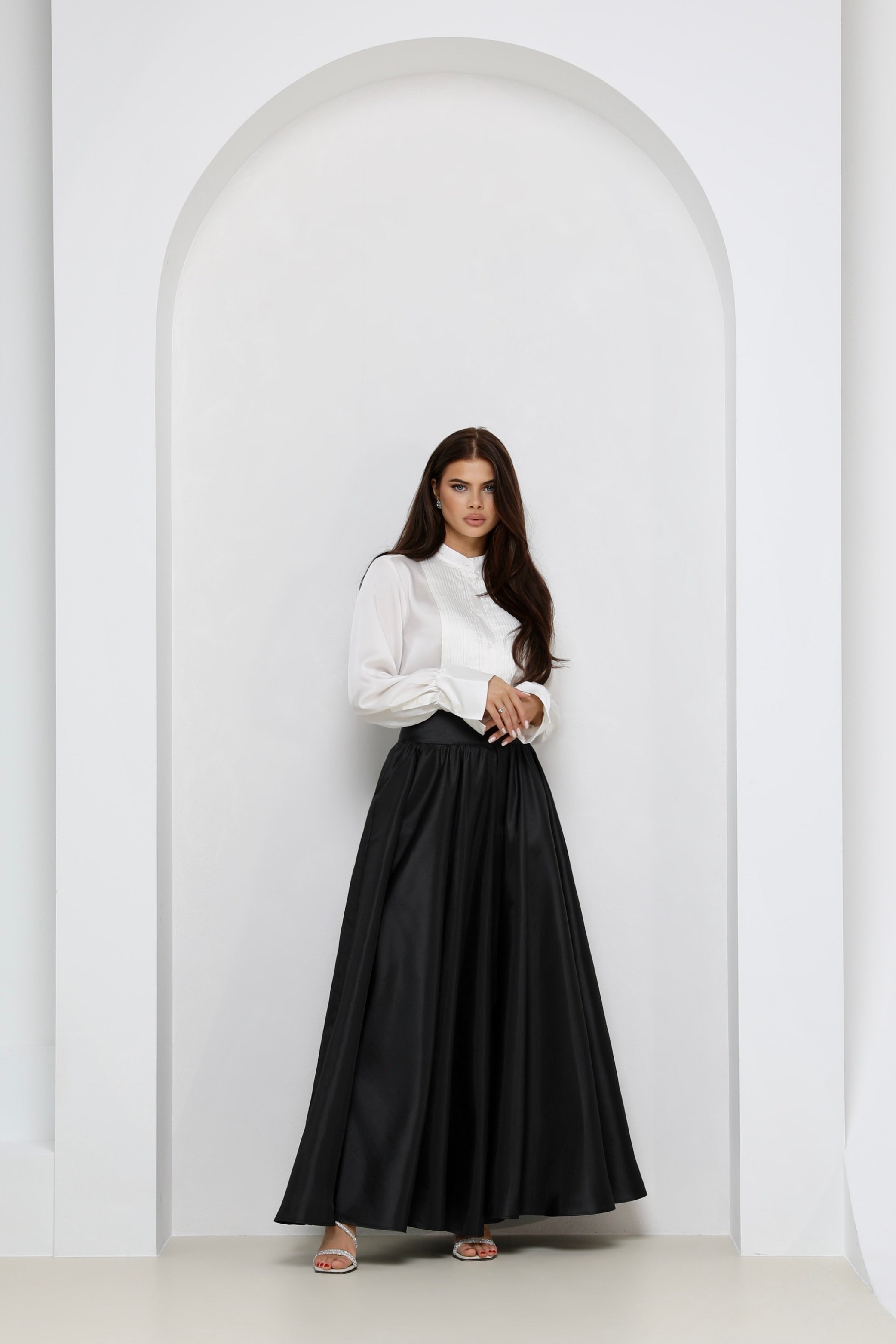 Black Taffeta Full Circle Skirt