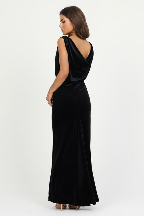 Black Cowl Back Velvet Dress - Bridesmaid Dress - Formal Evening Gown Dsir Couture Black Cowl Back Velvet Dress - Bridesmaid Dress - Formal Evening Gown Dsir Couture